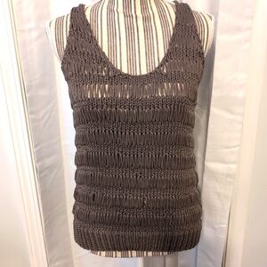 NEW Philosophy Open Weave Crochet Gray Sparkle Sleeveless‎ Bohemian XS Cottage